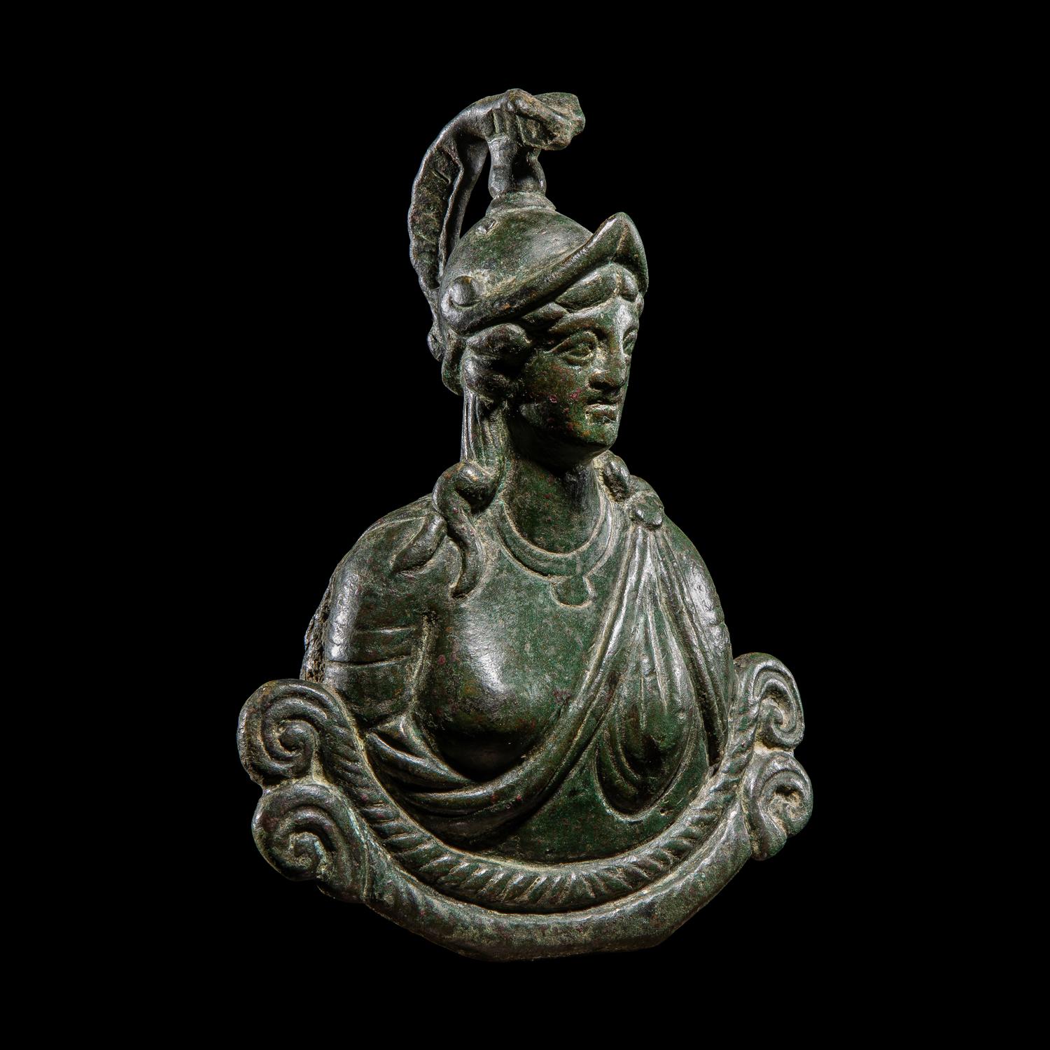 A Roman Bronze Bust of Minerva
