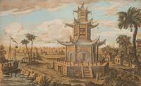 A Set of Five Colored Engravings of Views of China, After Augustin Heckel