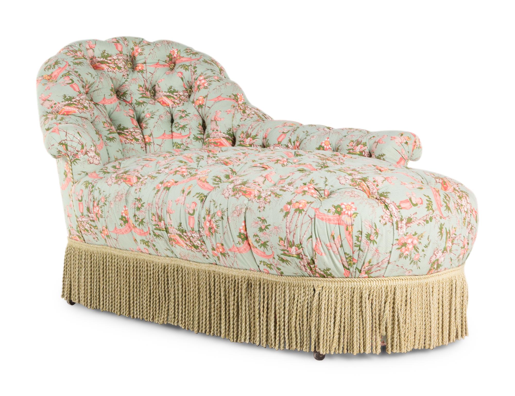 A Napoleon III Button-Tufted Chaise Longue