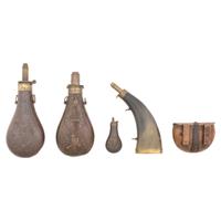 Group of Powder Flasks & a Kittredge Cartridge Box