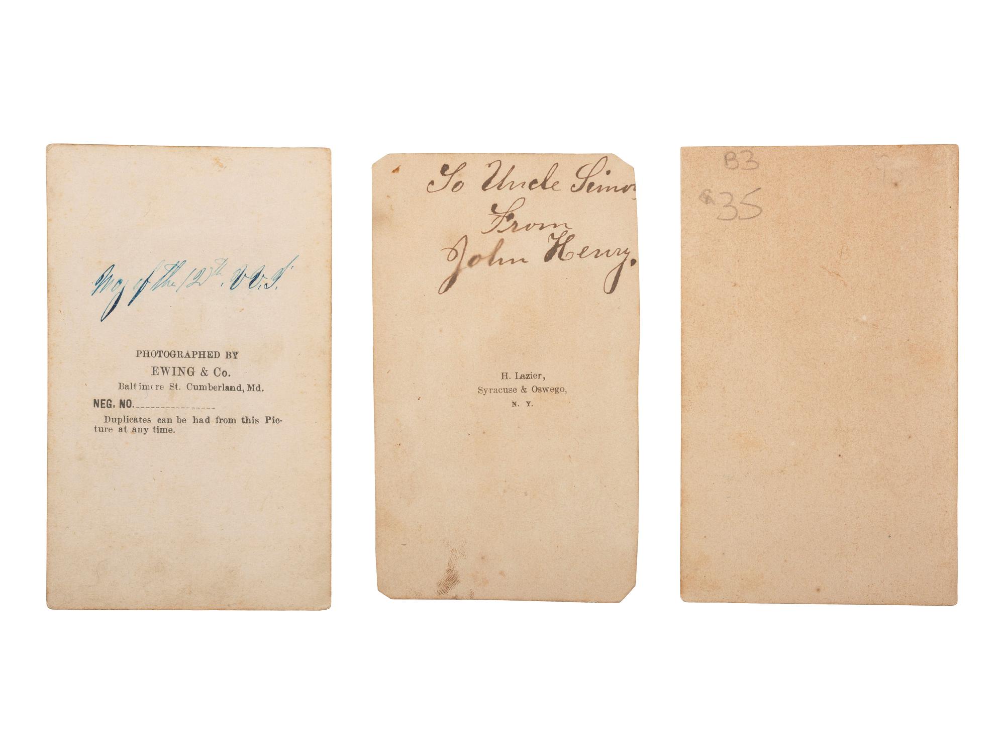 [CIVIL WAR]. A trio of 3 CDVs, including signed portrait of Major William Baker Curtis, 12th West Virginia Infantry Regiment.