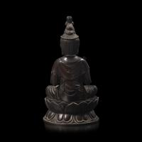 A Japanese Patinated Bronze Seated Bosatsu and Lotus Stand, with Signature of Watanabe Doi, Meiji Period