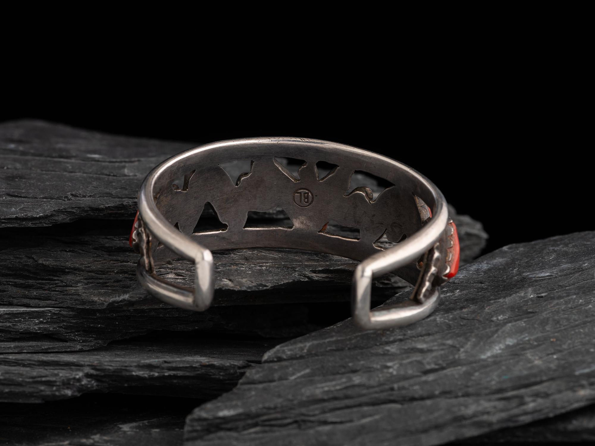 Navajo Silver and Coral Cuff Bracelet