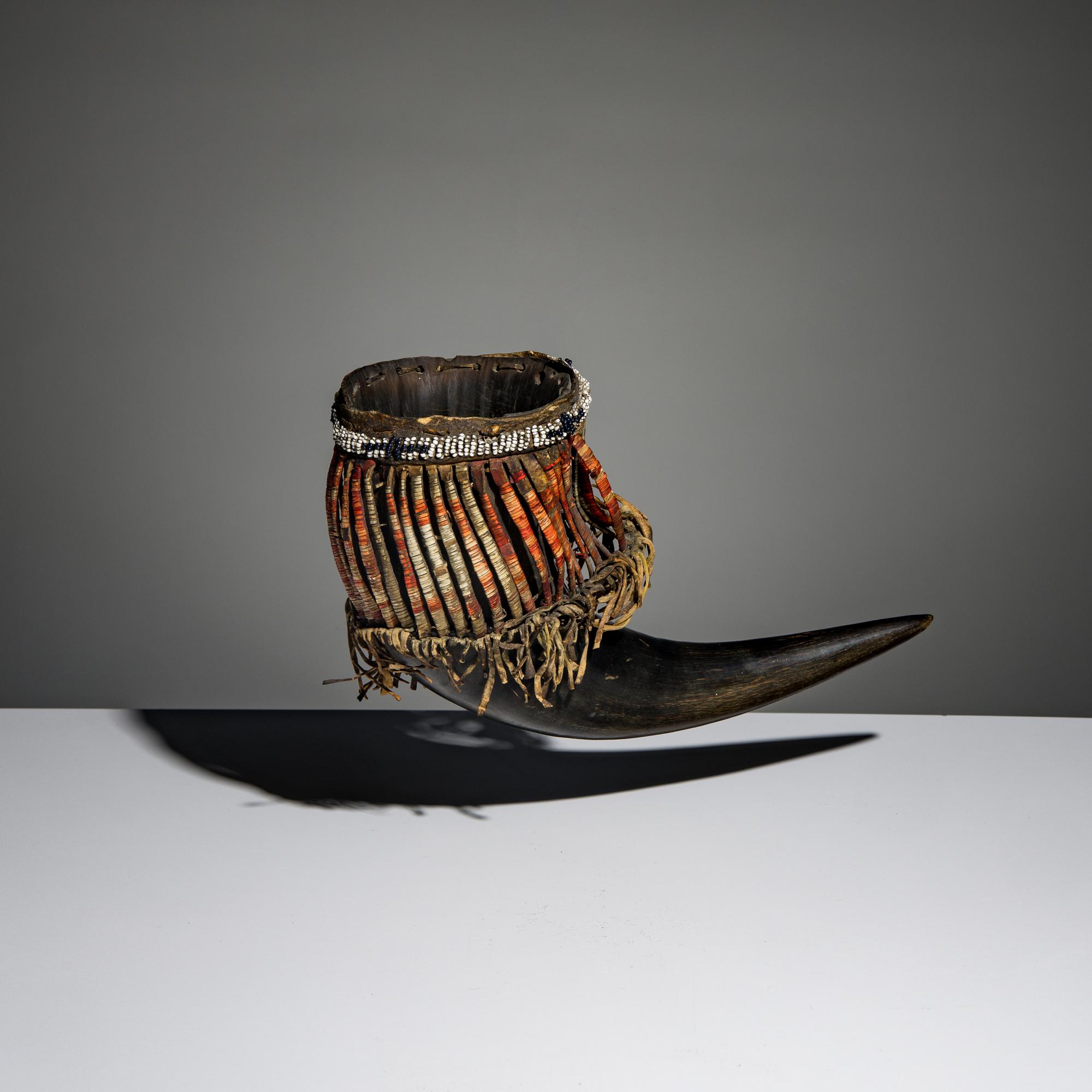 Sioux Quilled and Beaded Buffalo Horn Cup