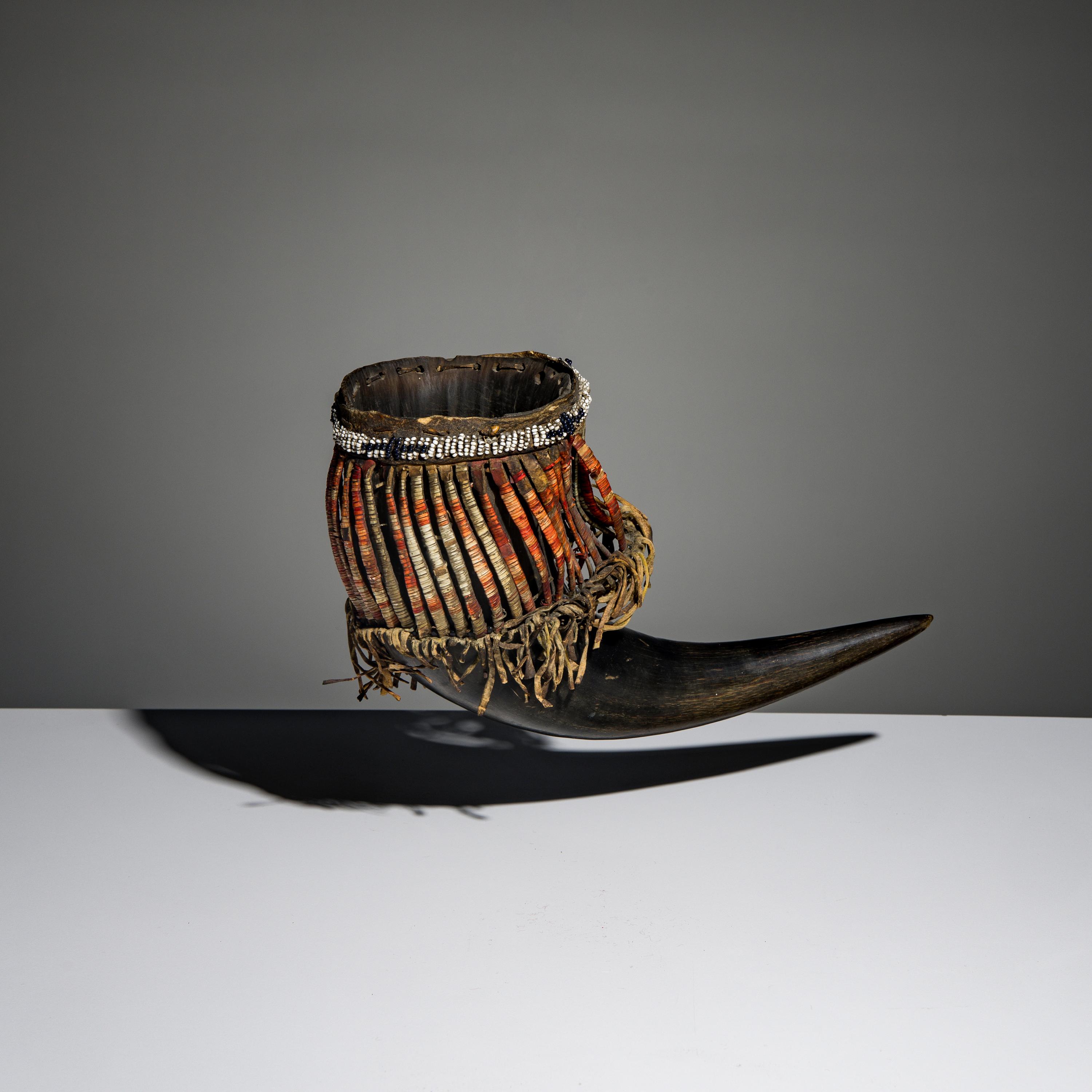 Sioux Quilled and Beaded Buffalo Horn Cup