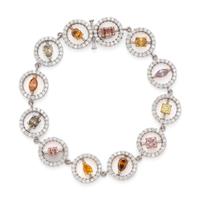 WHITE GOLD, COLORED DIAMOND AND DIAMOND BRACELET
