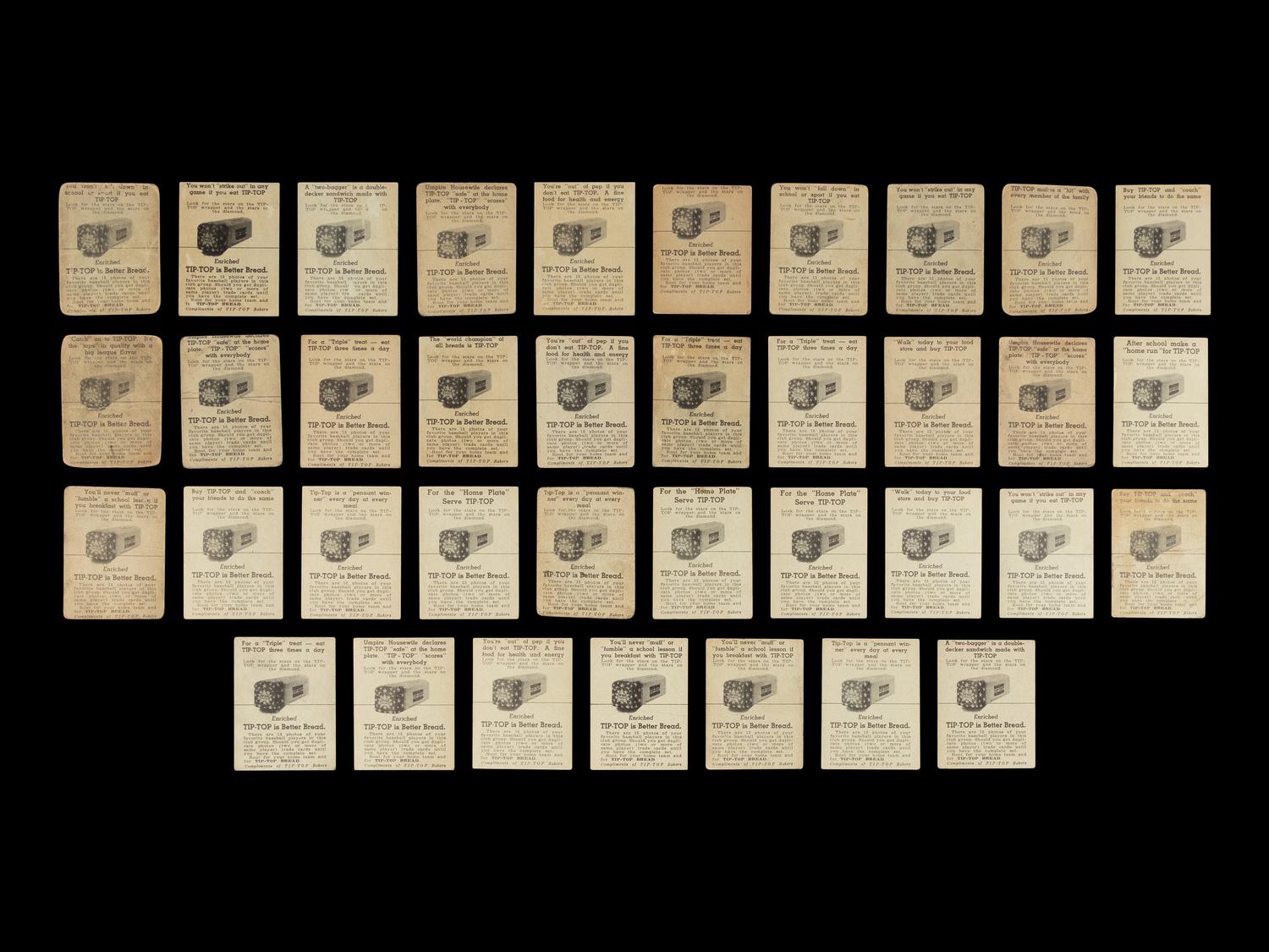 A Collection of Over 35 1947 Tip Top Bread Baseball Cards
