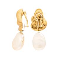 Yvel, Yellow Gold and Baroque Cultured Pearl Earrings