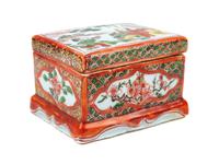 A Chinese Red, Green and Yellow Glazed Porcelain Rectangular Covered Box