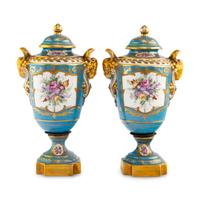 A Pair of Sèvres Style Porcelain Urns