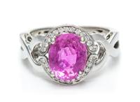 A 14 Karat White Gold, Pink Sapphire, and Diamond Ring, 4.60 dwts.