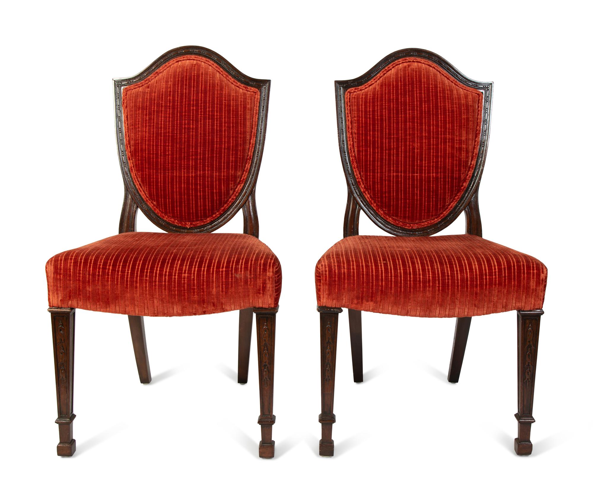 Six George III Style Mahogany Shield Back Dining Chairs