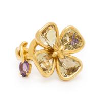Citrine, Amethyst, and Yellow Gold Clover Ring