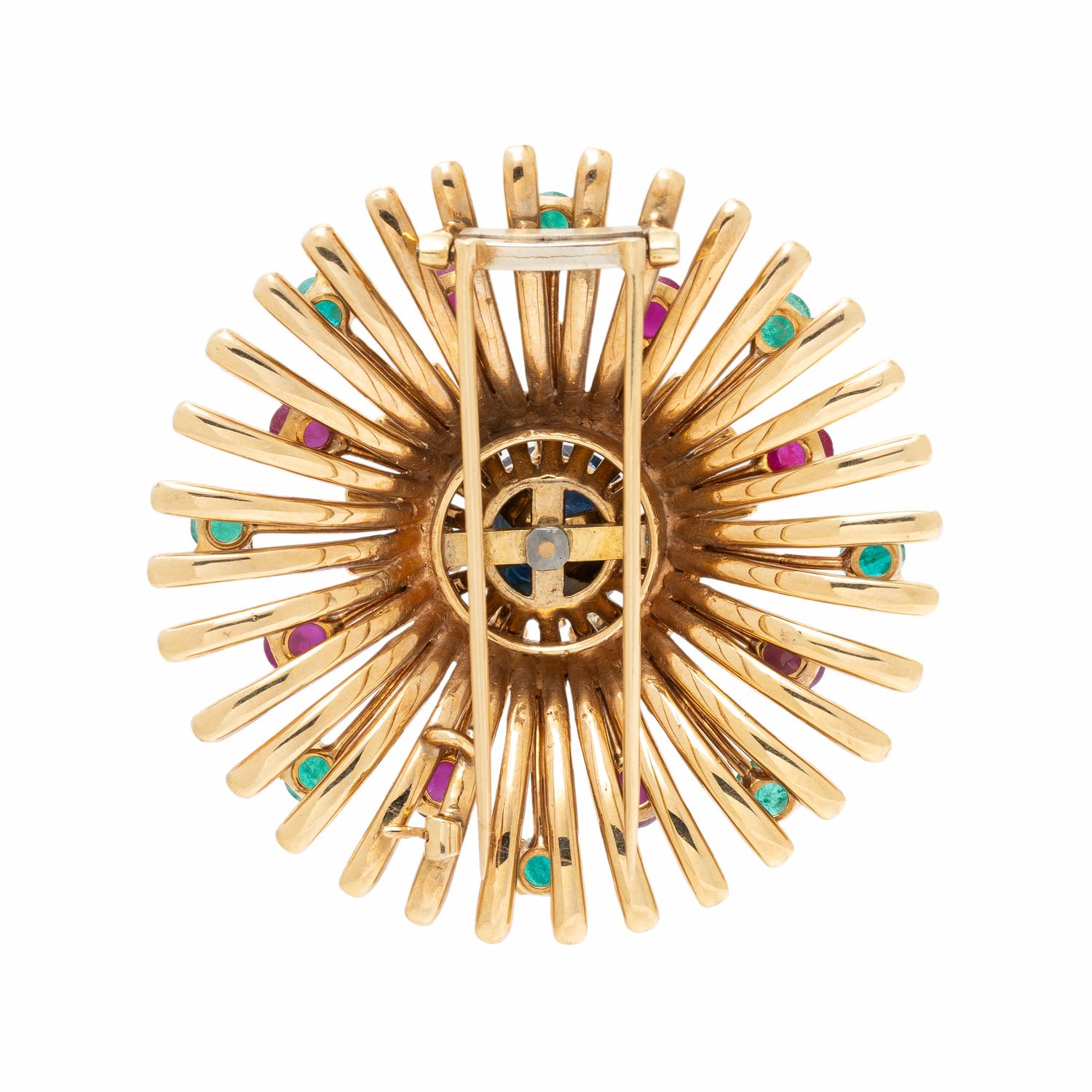 MULTIGEM AND YELLOW GOLD BROOCH