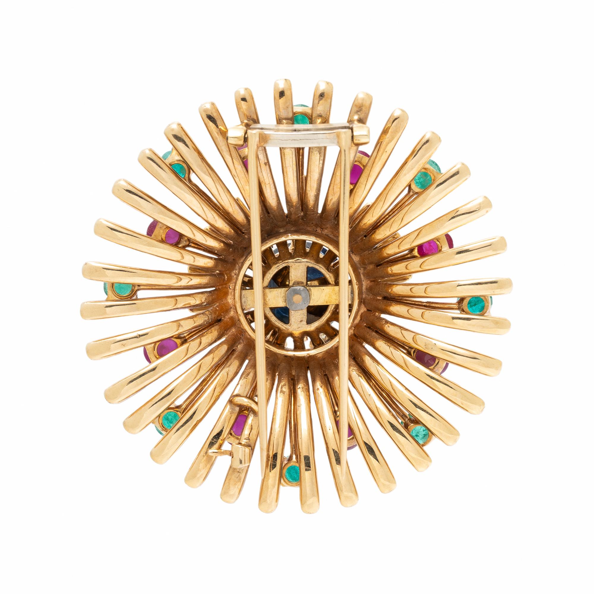 MULTIGEM AND YELLOW GOLD BROOCH