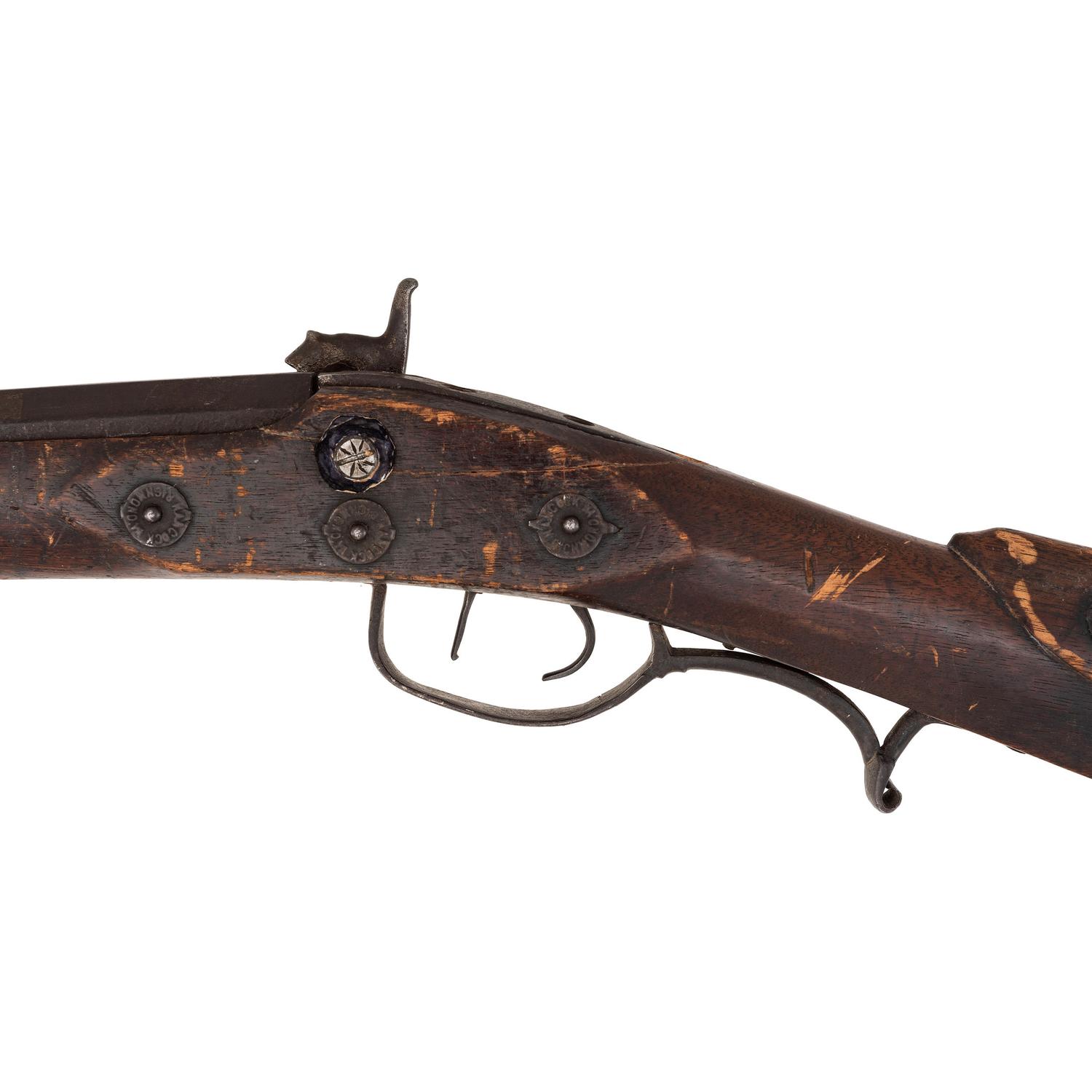 Fullstock Percussion Rifle by Conestoga Rifle Works with Applied "Hancock Richmond" Tobacco Tag Decorations