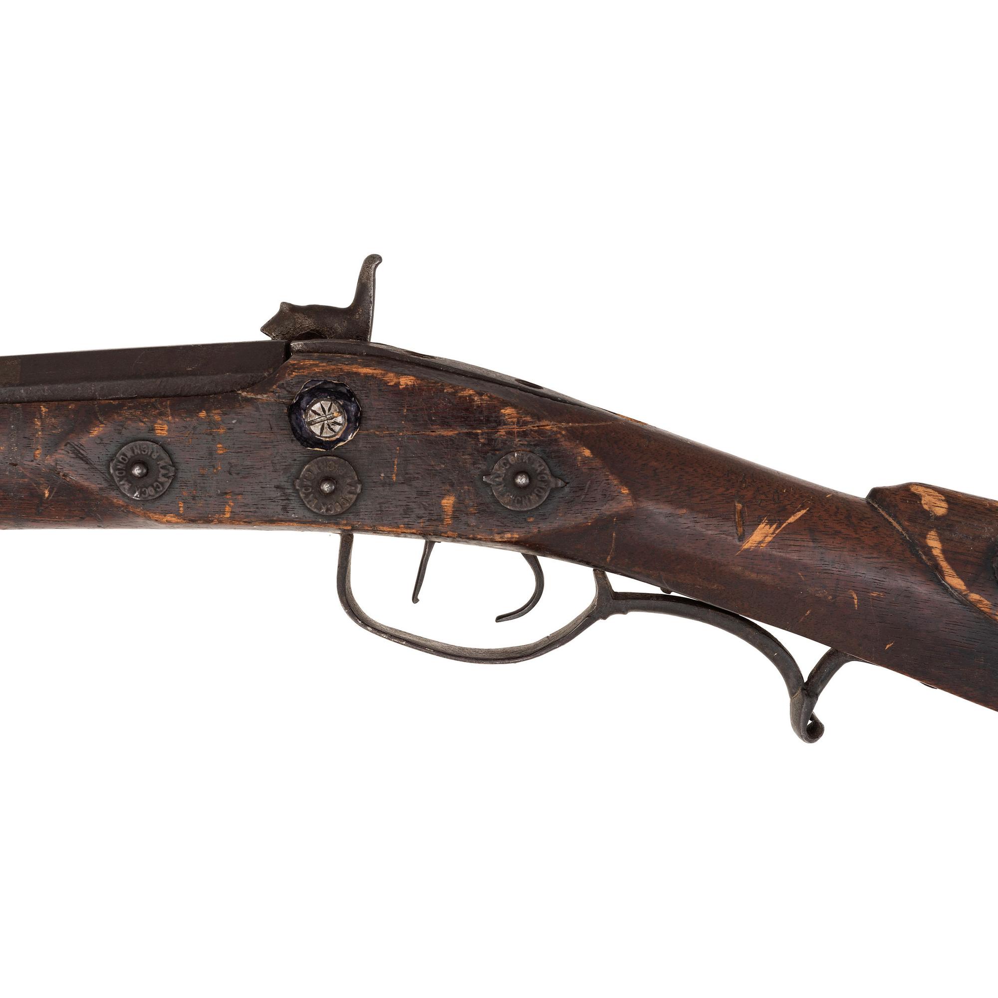 Fullstock Percussion Rifle by Conestoga Rifle Works with Applied "Hancock Richmond" Tobacco Tag Decorations