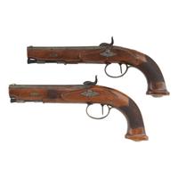 Pair of mid-19th Century Germanic Percussion Target Pistols by A. Dickore of Giessen