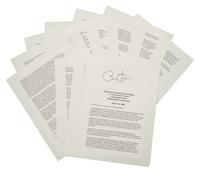 OBAMA, Barack. Duplicated typescript of his speech entitled “A More Perfect Union,” delivered at the Constitution Center in Philadelphia, March 18, 2008. [N.d.]. 10 pp., 4to . SIGNED BY OBAMA at head of the first page. (A few minor creases at edges.) Loose sheets; housed in calf folding case.