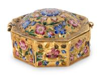 A Continental Enamel and Gold Octagonal Box