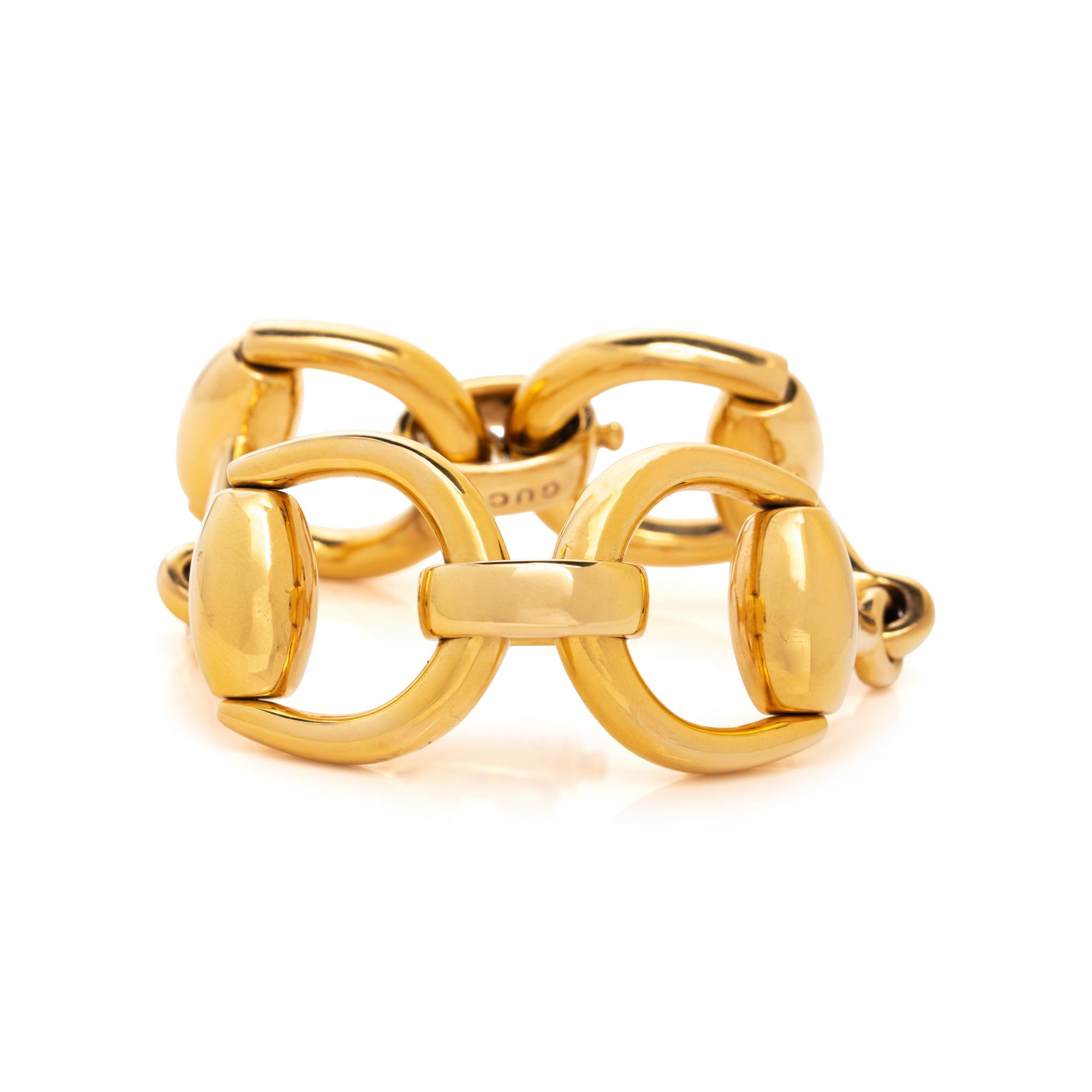 GUCCI, YELLOW GOLD HORSEBIT LINK BRACELET