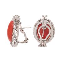 CORAL AND DIAMOND EARCLIPS