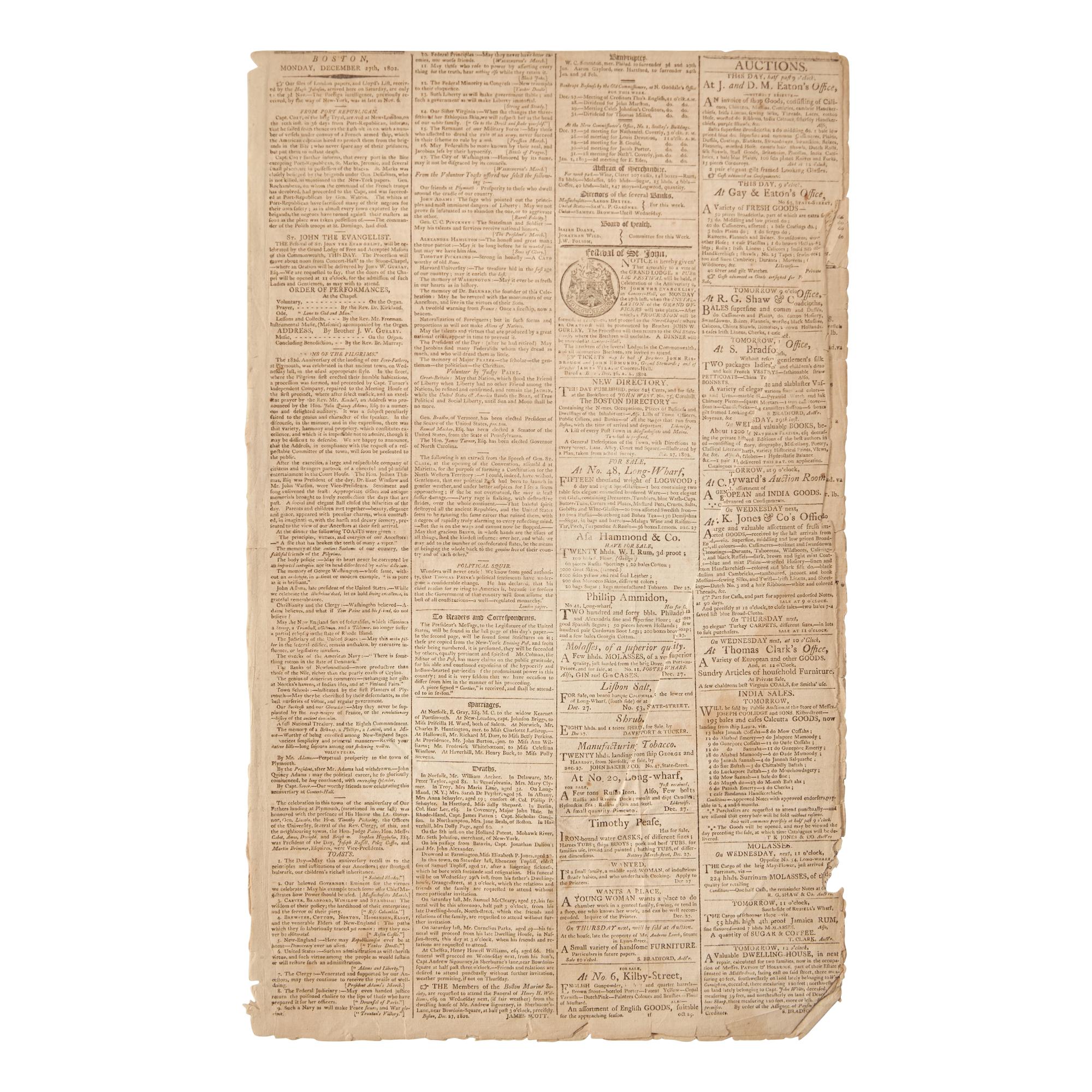 [Jefferson, Thomas, and Sally Hemings] John Quincy Adams' Racist Satirical Poem Mocking Thomas Jefferson After his Scandalous Affair with his Slave