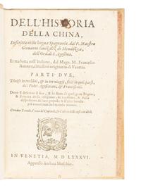 GONZALEZ de MENDOZA, Juan (1545-1618). Dell' historia della China . Venice: Andrea Muschio, 1586.