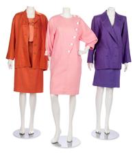 Four Vintage Designer Linen Suits & Dresses, 1980-90s: Two Yves Saint Laurent, One Oscar de la Renta, One Valentino