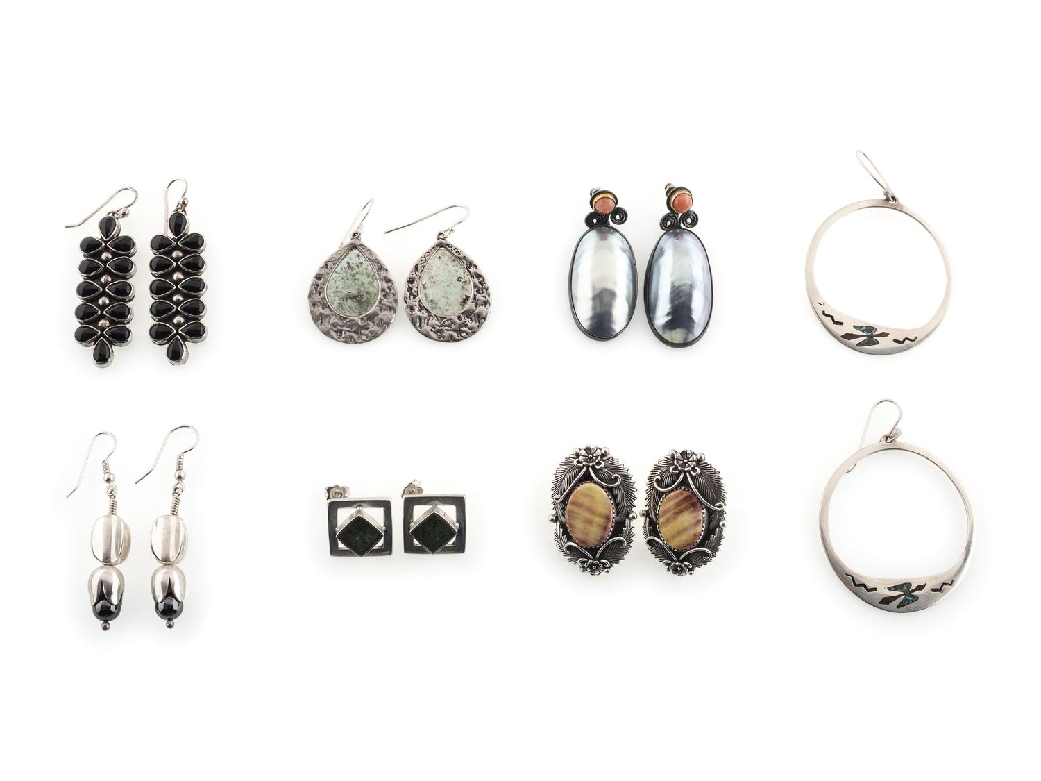 Navajo, Mexican, and Southwestern-style Earrings, with Inlay