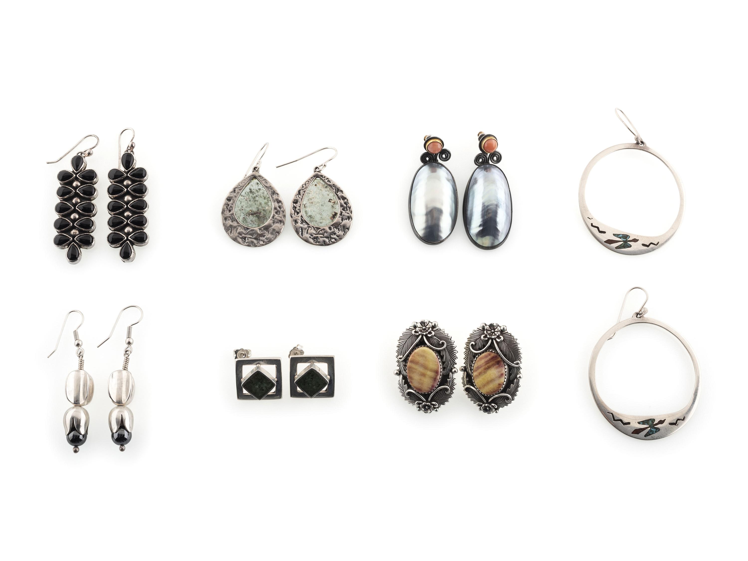 Navajo, Mexican, and Southwestern-style Earrings, with Inlay