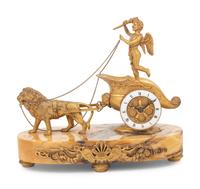 An Empire Gilt Bronze Figural Mantel Clock