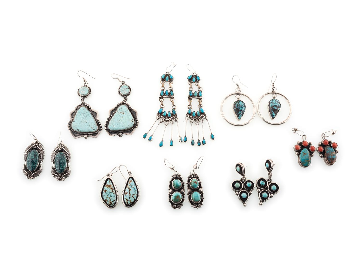 Navajo Silver and Turquoise Earrings