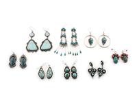 Navajo Silver and Turquoise Earrings