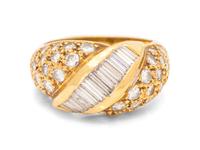 An 18 Karat Yellow Gold and Diamond Ring,
