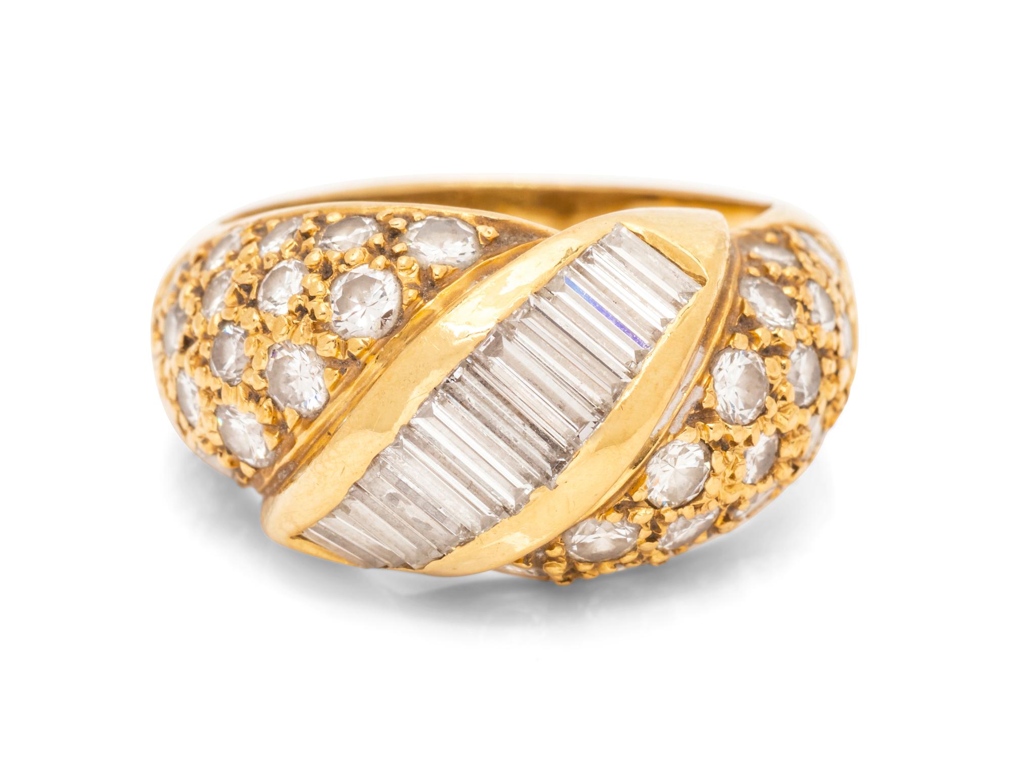 An 18 Karat Yellow Gold and Diamond Ring,