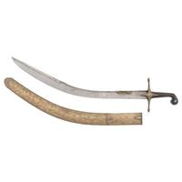 Highly Decorated Ottoman Kilij with Engraved Metal Covered Scabbard