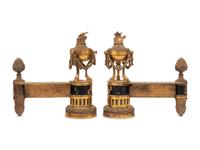 A Pair of Louis XVI Style Gilt Bronze Chenets
