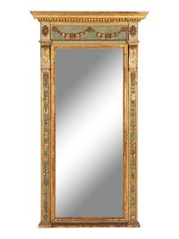 An Italian Neoclassical Painted and Parcel Gilt Pier Mirror