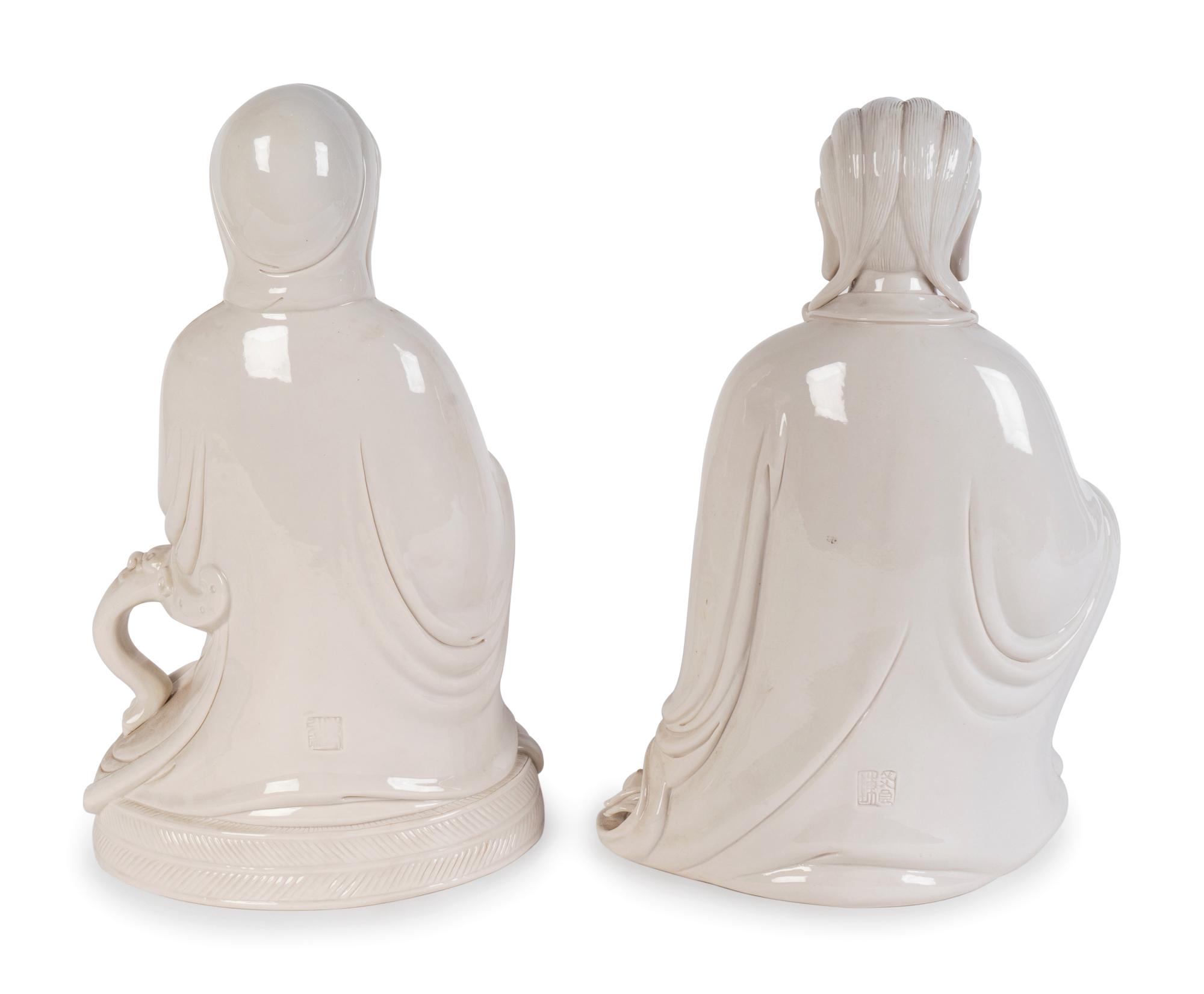 Two Chinese Blanc de Chine Porcelain Figures of Guanyin — 20TH CENTURY