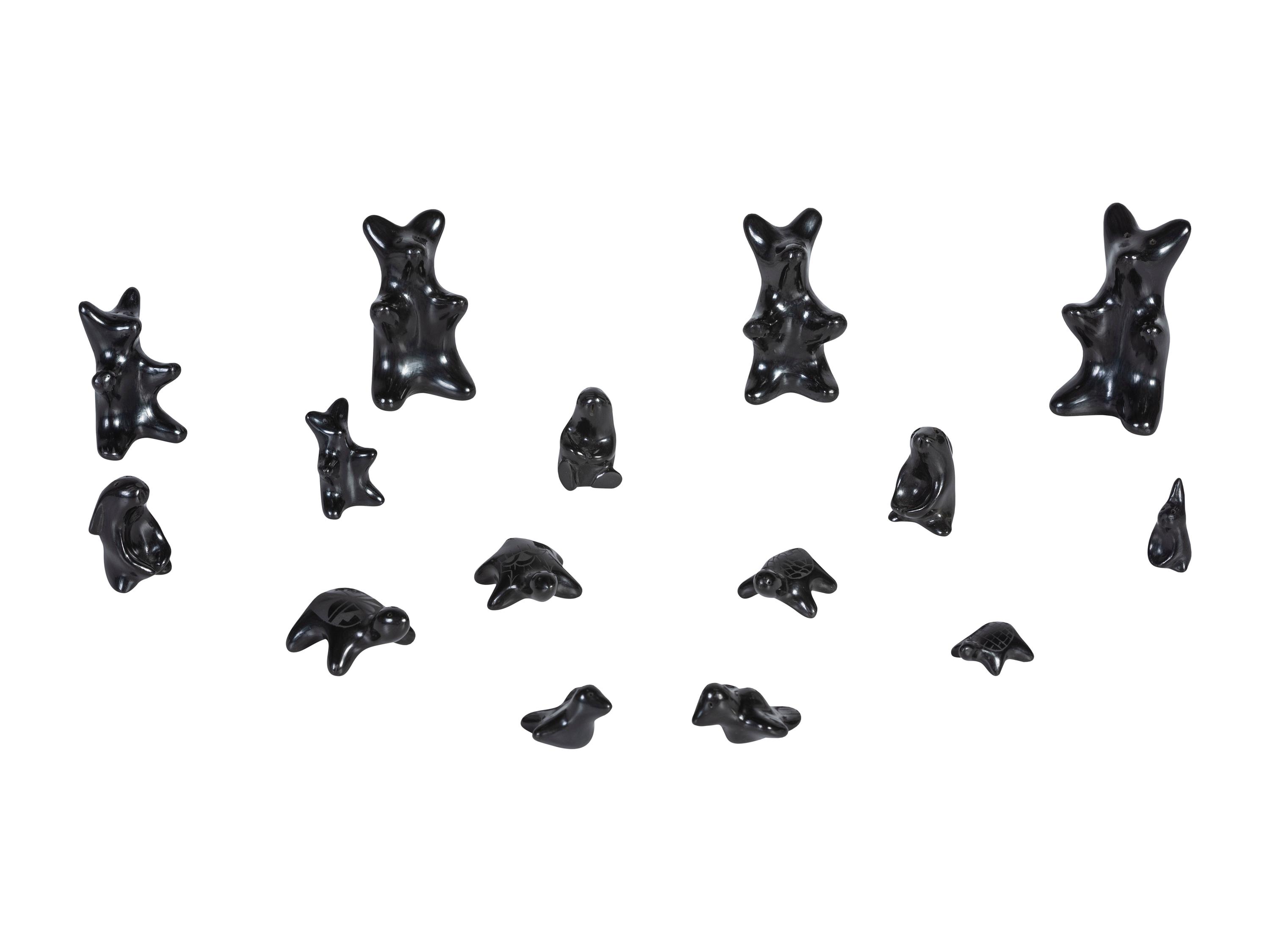 Assortment of Blackware Pottery Animals
