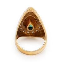 Synthetic Emerald, Diamond, and Yellow Gold Ring