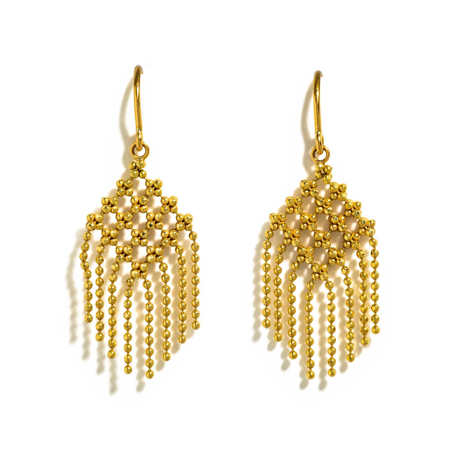 TIFFANY & CO., YELLOW GOLD FRINGE EARRINGS