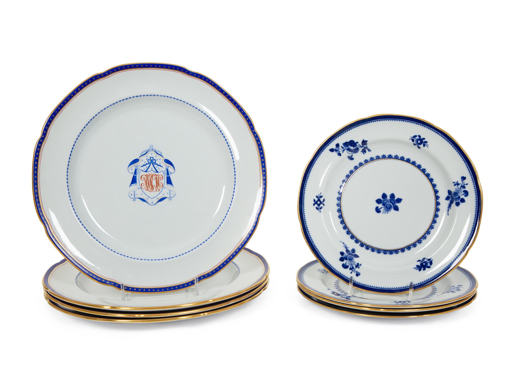 Eighteen Copeland Spode New Stone Lowestoft Style Porcelain Plates