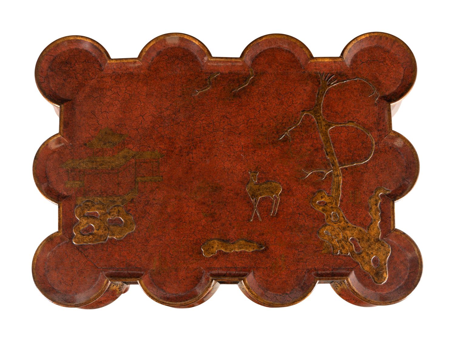 A Rose Tarlow Red Lacquered Low Table