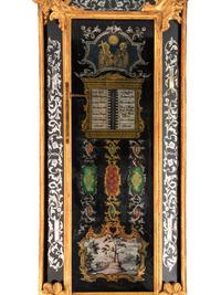 A German Rococo Carved Giltwood and Églomisé Decorated Barometer