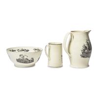 A Group of Three Liverpool Transfer-Decorated Table Items