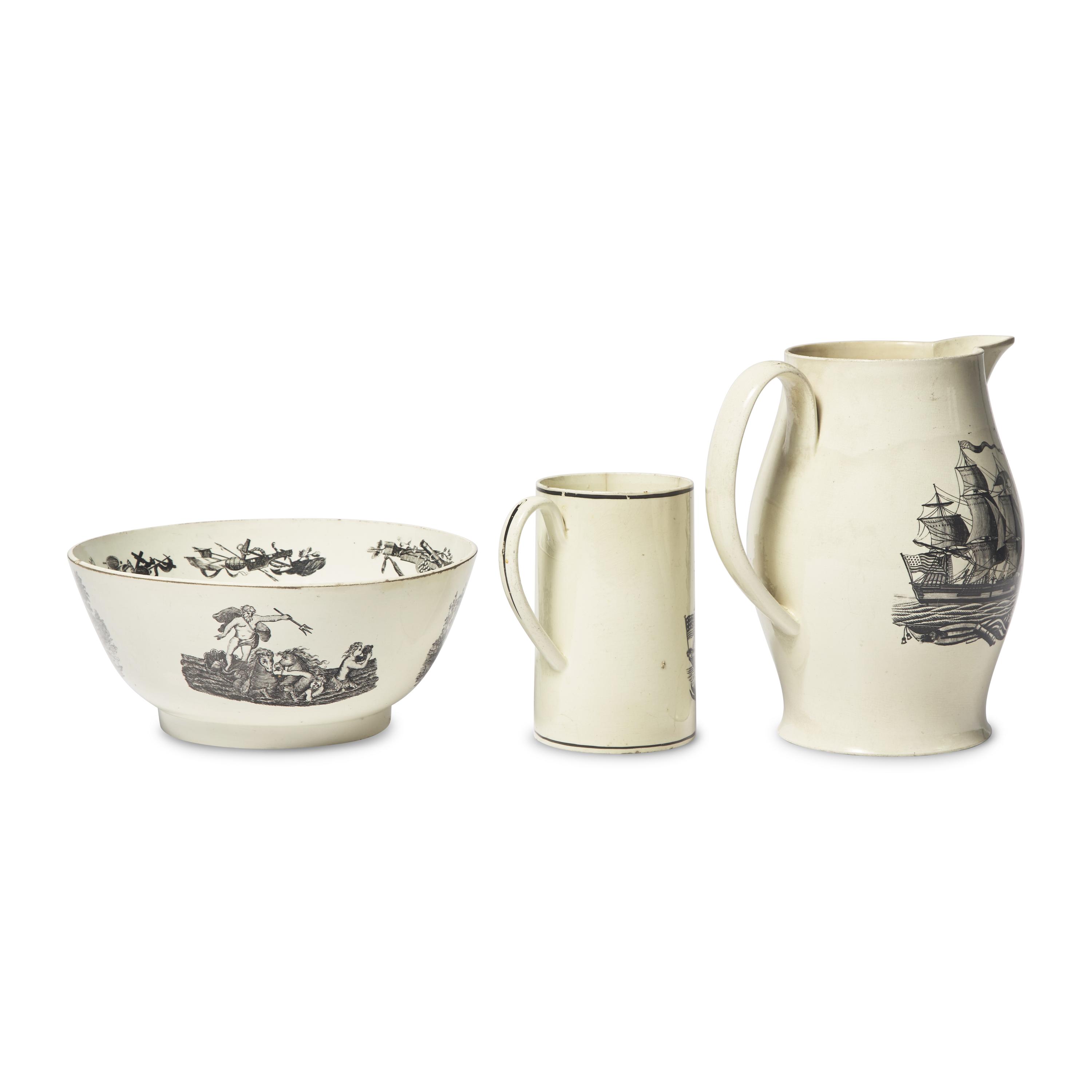 A Group of Three Liverpool Transfer-Decorated Table Items