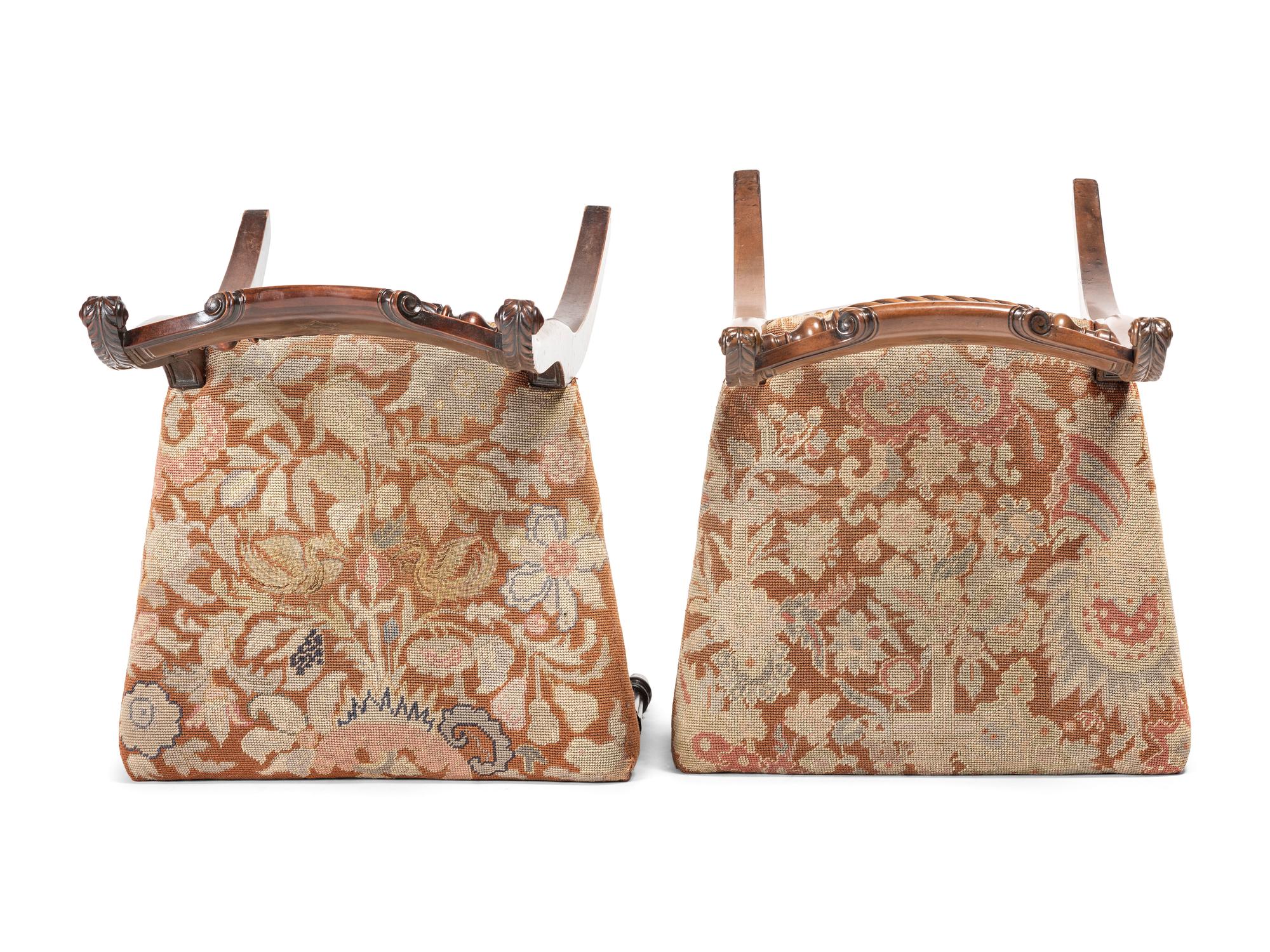 Seven Regency Style Brass Inlaid Mahogany Chairs