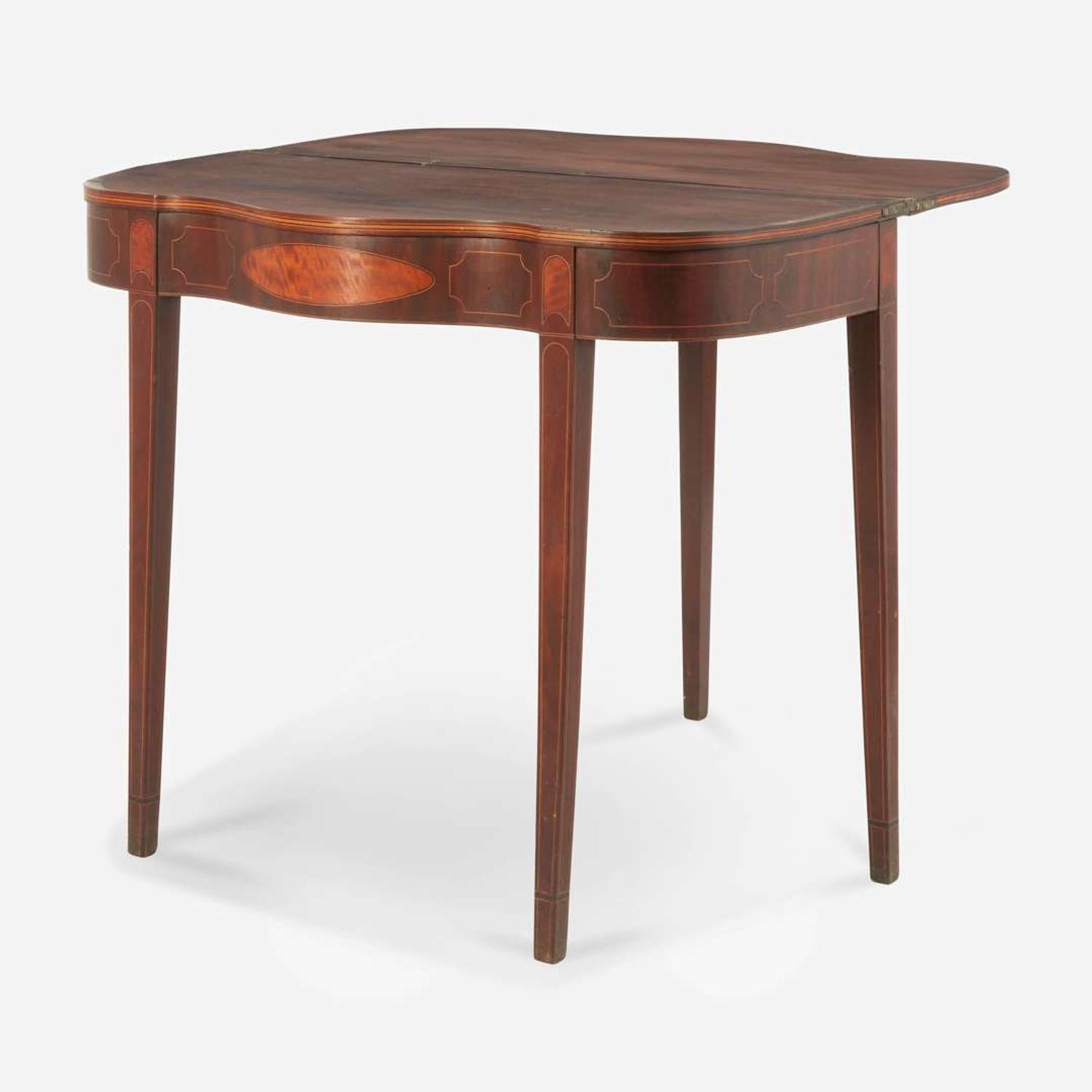 A Federal inlaid mahogany and satinwood card table Probably Philadelphia, PA, circa 1800